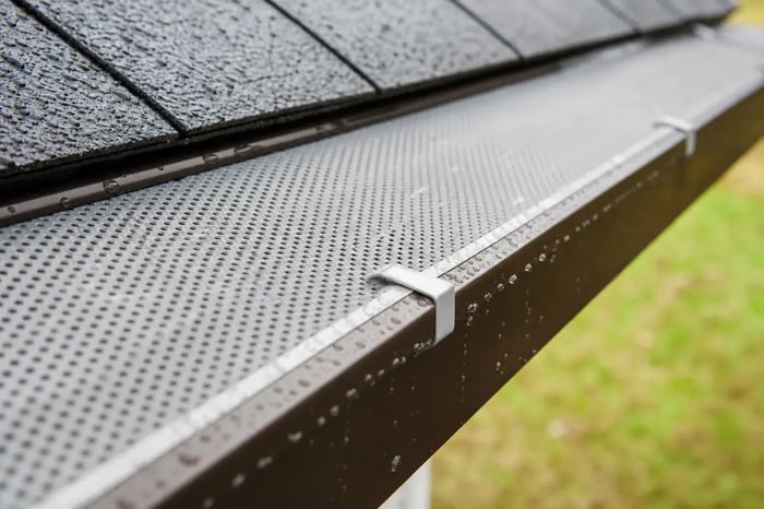 Gutter guard installed on custom eavestrough