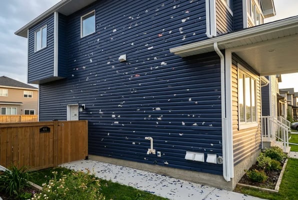 Hail damage on home siding