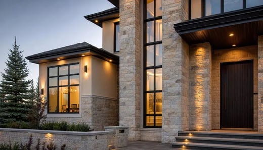 Home exterior siding at sunset
